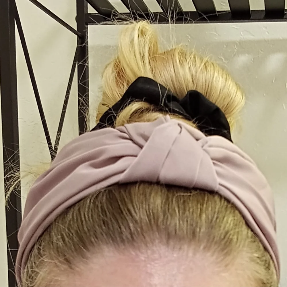 Dusty Rose / Mauve Satin Knotted Top Wide Headband